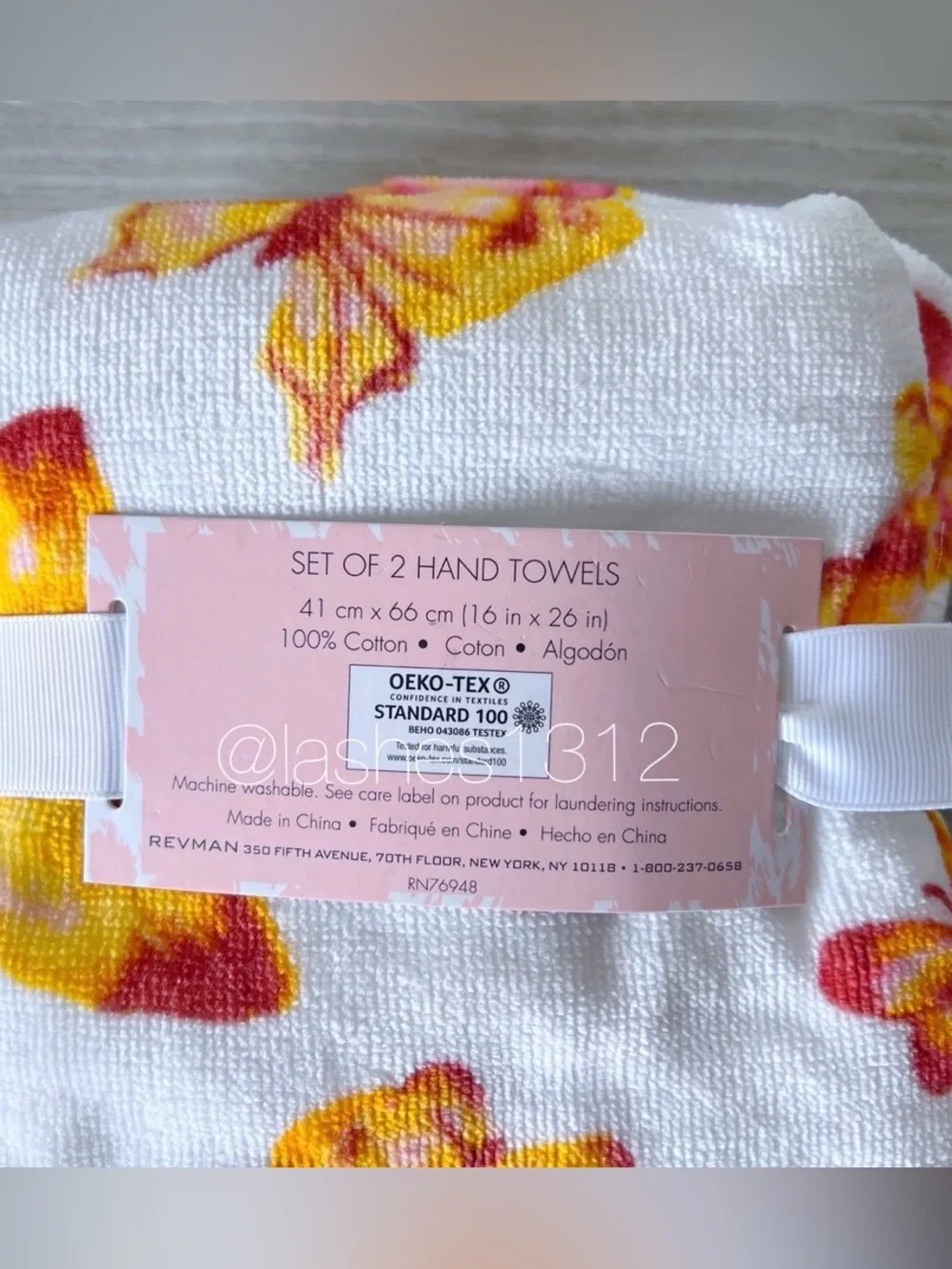 Betsey Johnson Butterfly Print Hand Towels Set of 2 – White & Yellow